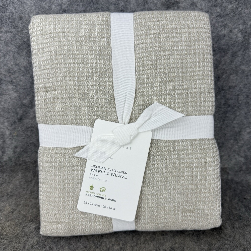 Pottery Barn EURO Belgian Flax‎ Linen Waffle Weave Sham 26" x 26"